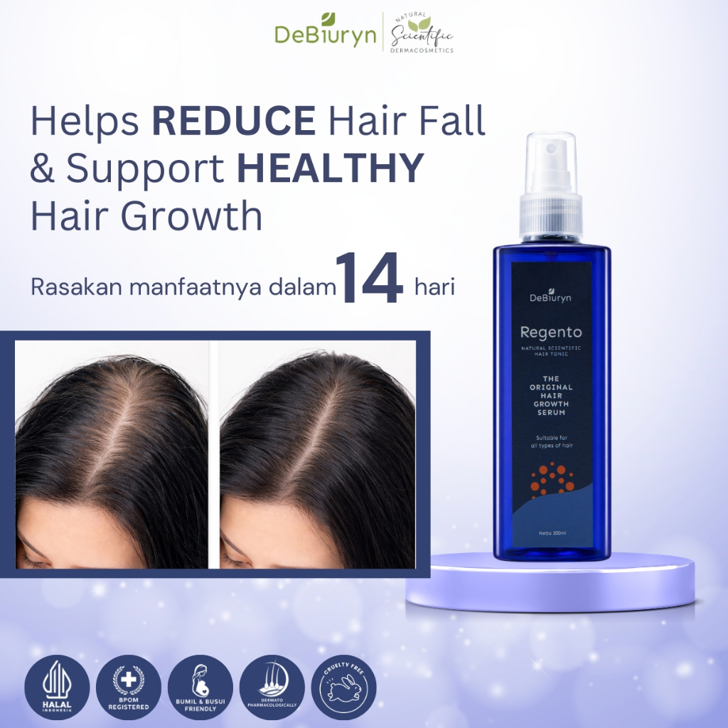 DeBiuryn Regento Hair Growth Tonic Serum 200ml Mengurangi Rambut Rontok Mempercepat Pertumbuhan Ramb