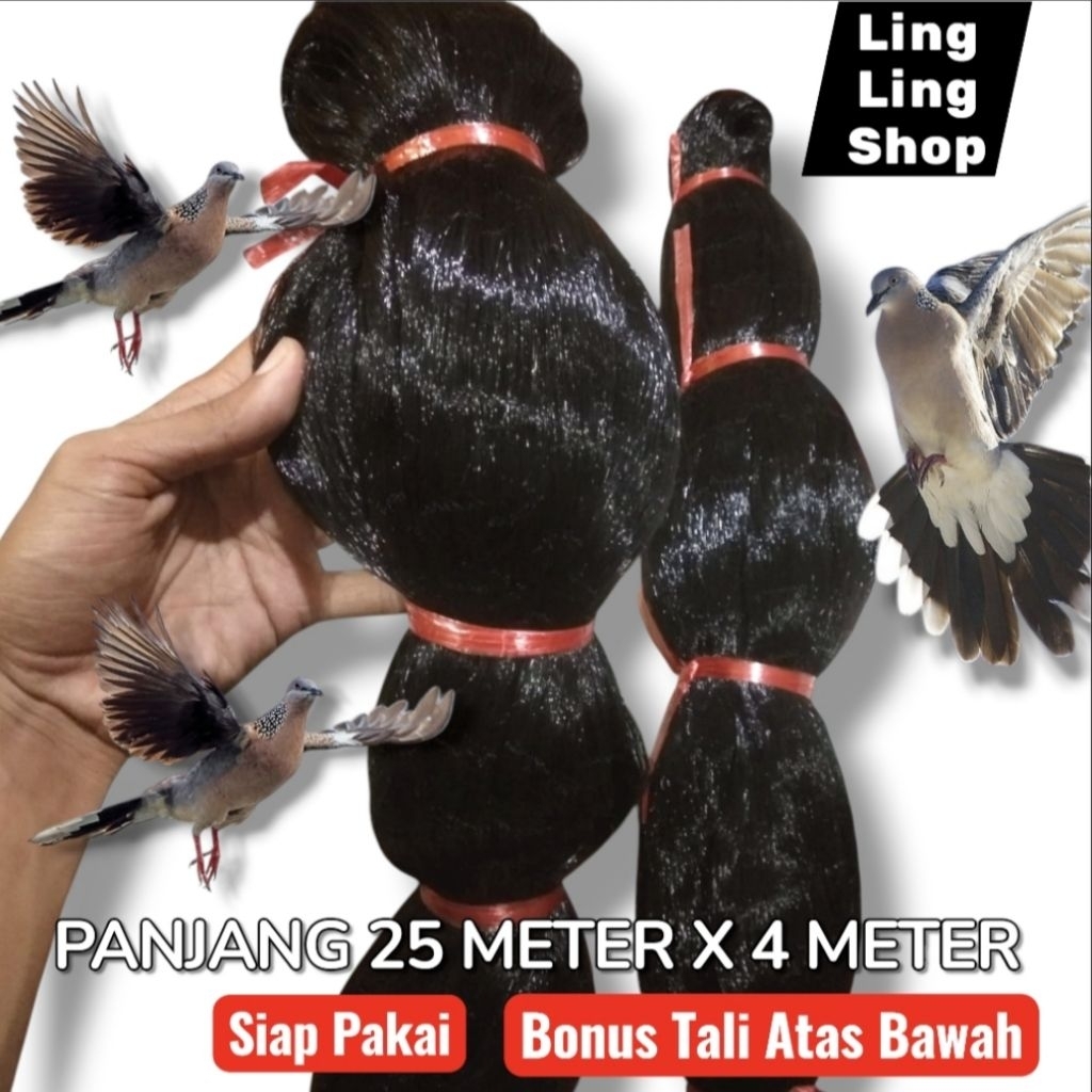 JARING BRANJANG BURUNG PERKUTUT PANJANG 25 M X 4 M UKUR 2 INC