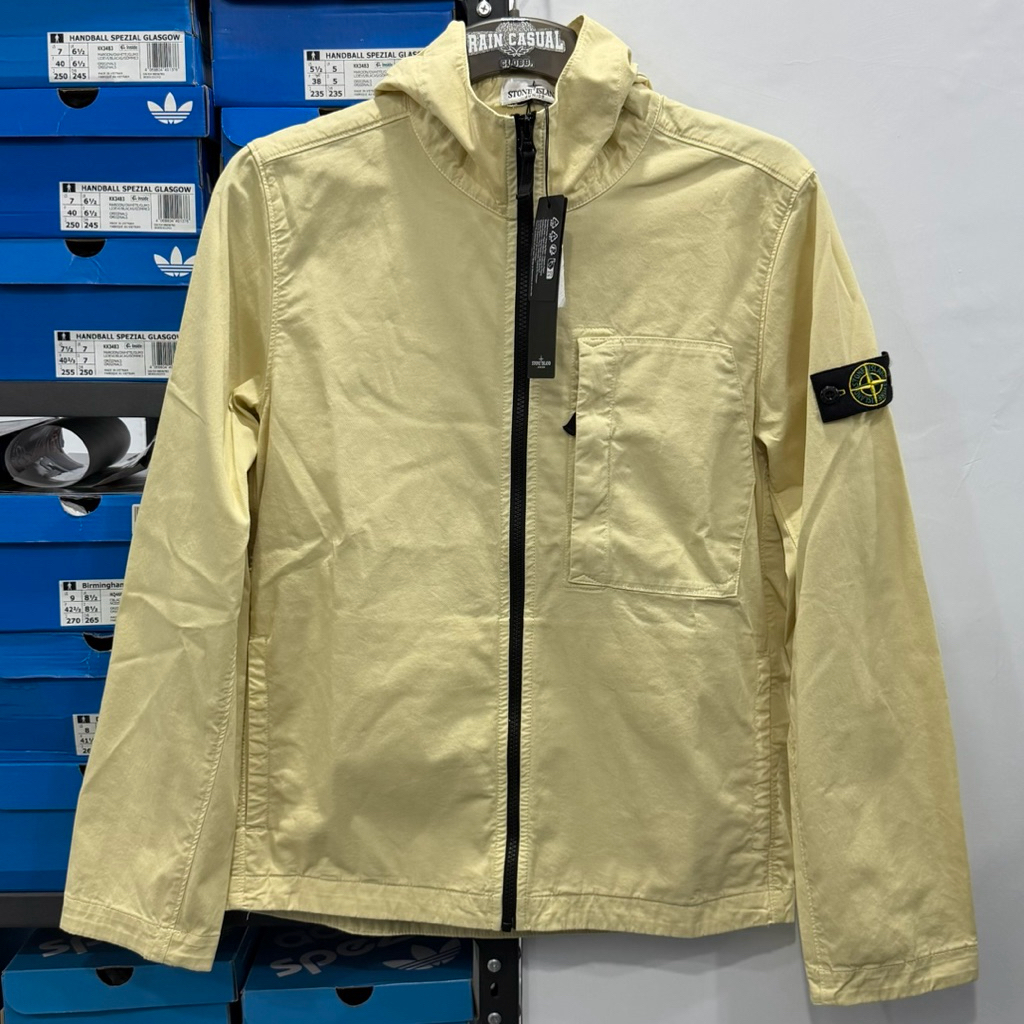 Stone Island Junior Cotton Overshirt Hooded Ecru