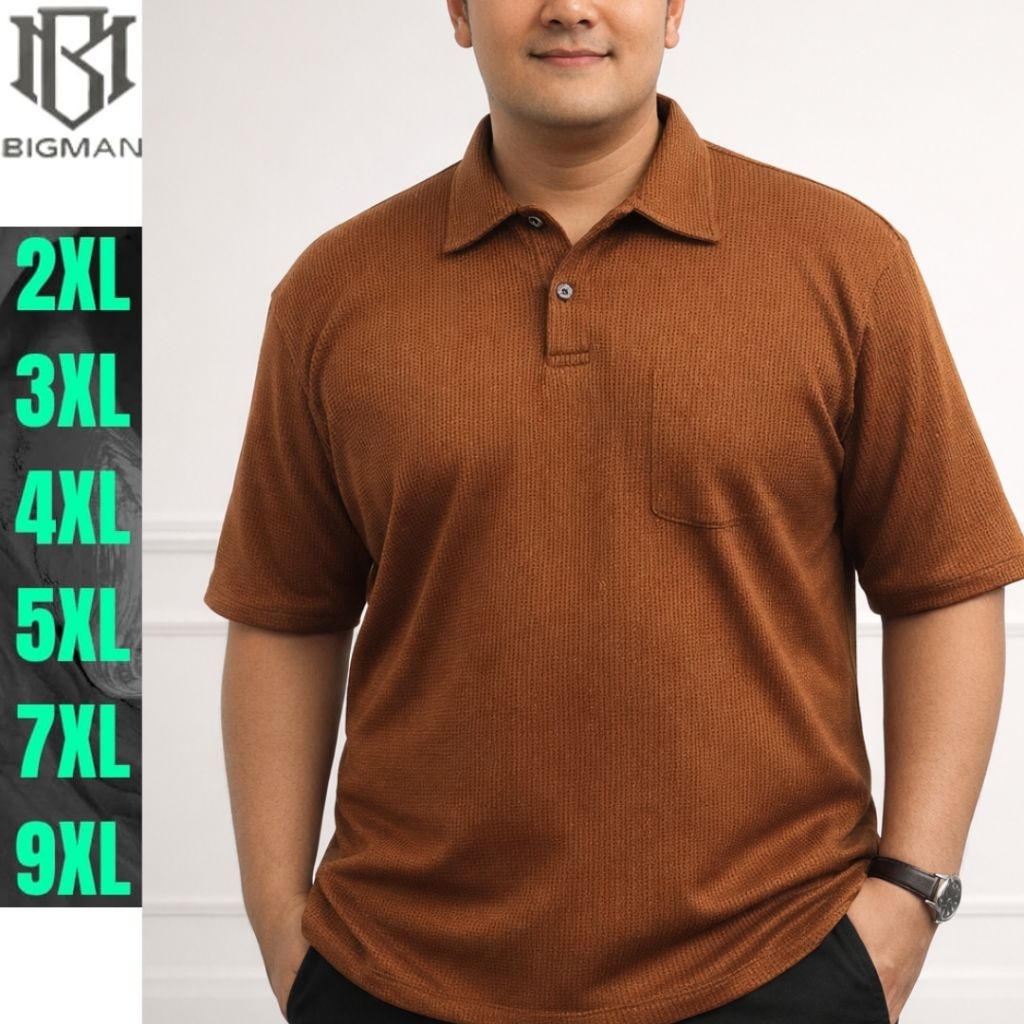 Kaos Polo Shirt Pria Lengan Pendek Waffle Big size Jumbo