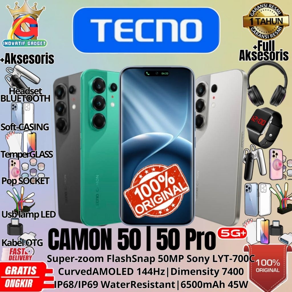 HP BARU TECNO CAMON 50 | CAMON 50Pro 5G 12/512GB & 12/256GB & 8/128GB Ram Upto 24GB 50MP Sony LYT-70
