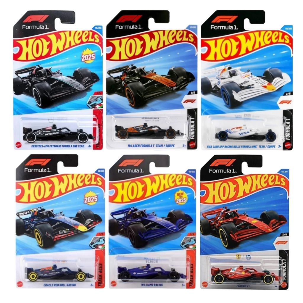 Hot Wheels F1 (Formula 1) Reguler | Scuderia Ferrari HP, Oracle Red Bull Racing, Visa Cash App Racin