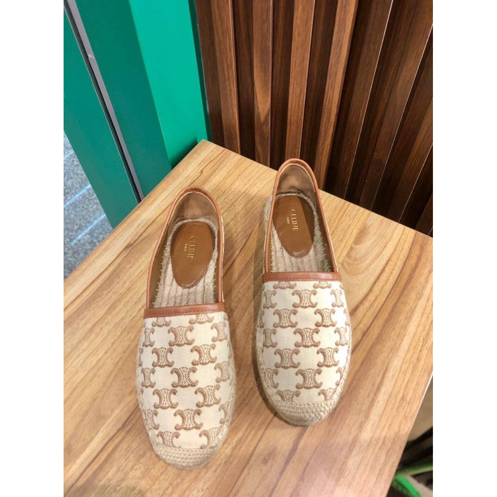 Celine Triomphe Shoes Canvas Espadrilles Size 36 Only Original