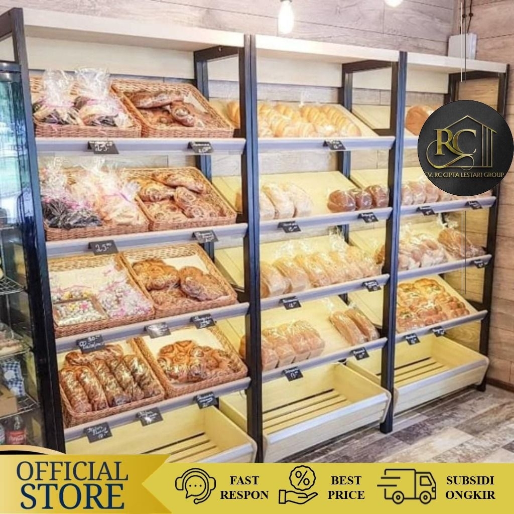 Rak Display Toko Roti 1 Set Rak Display 3In1 Rak Roti Industrial