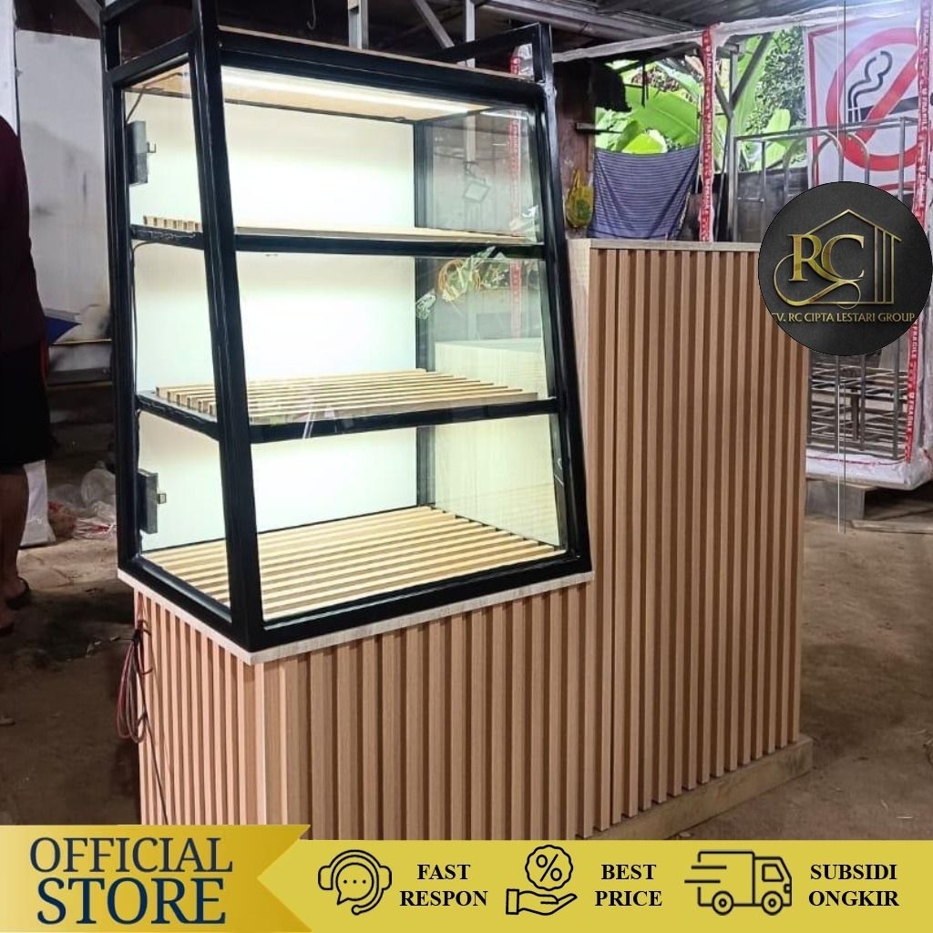 Etalase UMKM Kombinasi Meja Kasir Etalase Roti Etalase Friend Chicken Etalase Kaca