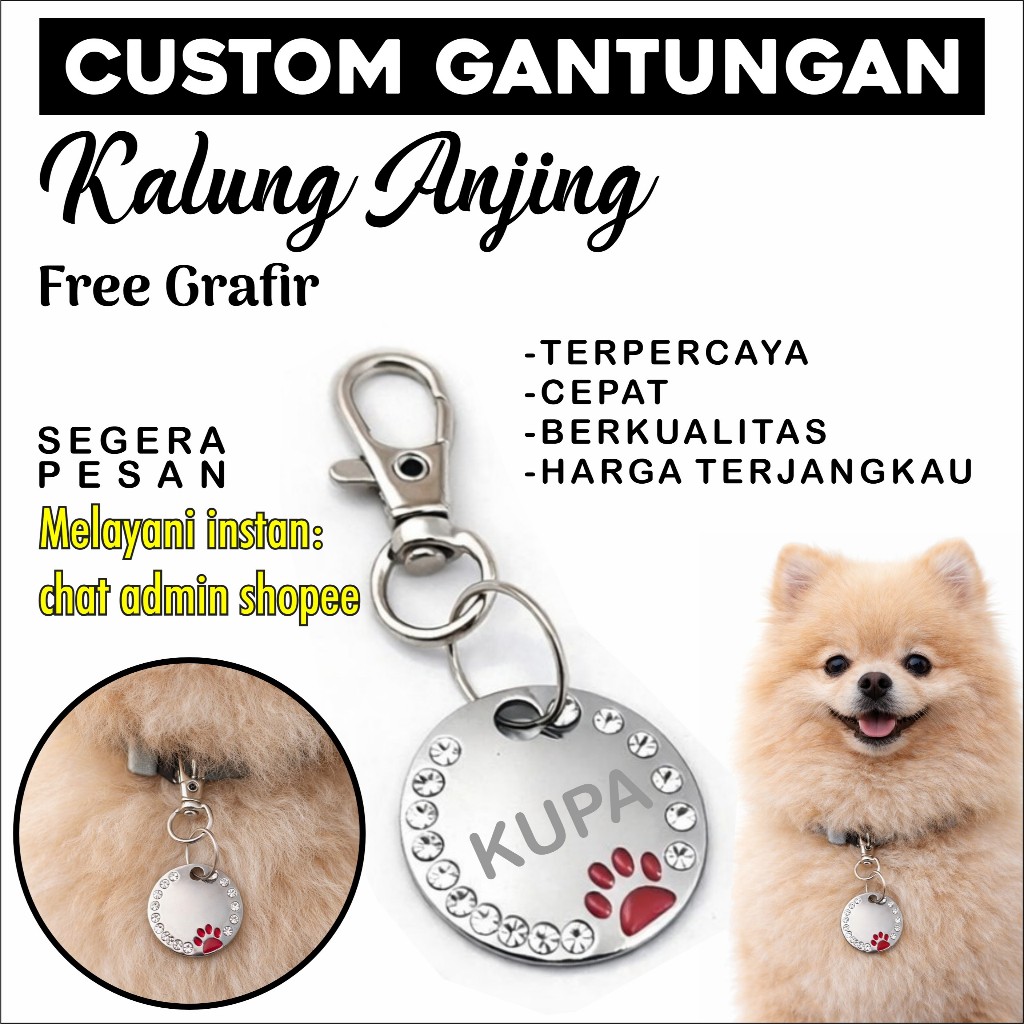 Dog ID Tag liontin kalung kucing anjing custom