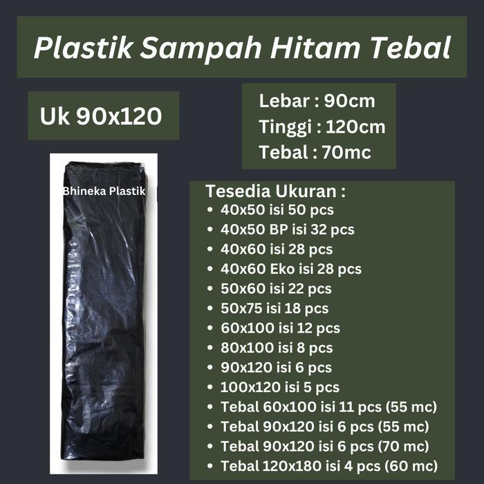 Plastik Sampah Hitam Tebal uk 90x120 , Kantong Sampah Hitam Tebal