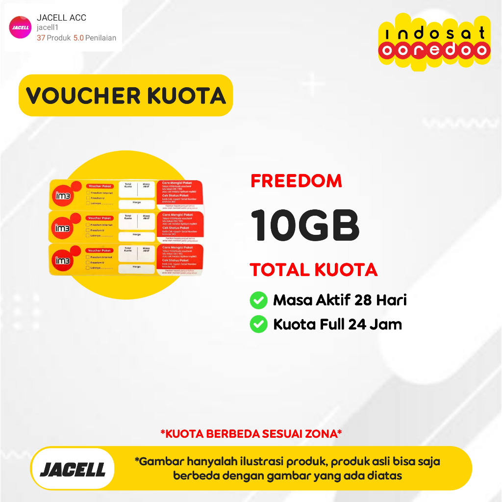VOUCHER KUOTA INDOSAT FREEDOM 10GB 28 HARI
