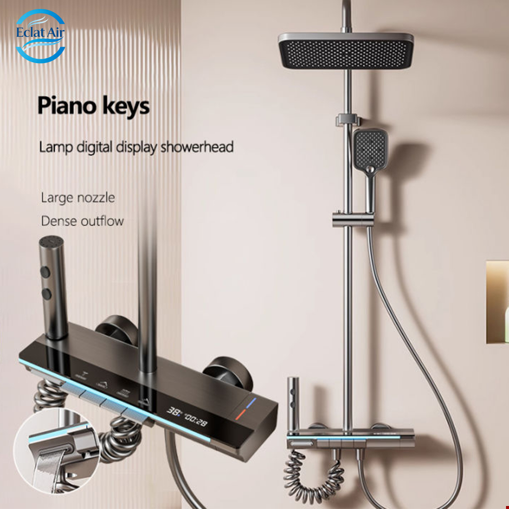 COD Set Shower Kamar Mandi Baja Tahan Karat High-End dengan Lampu LED Strip and High-definition Inte