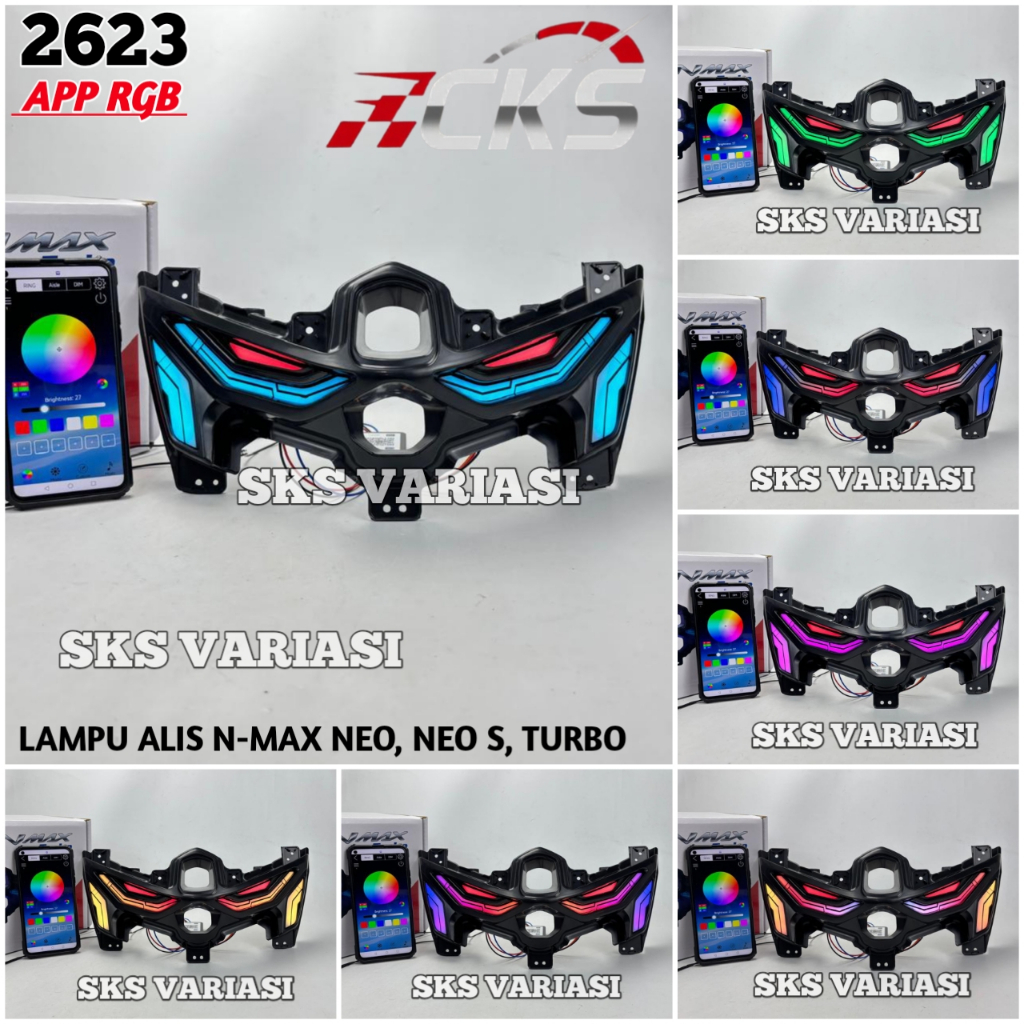 Lampu Alis RGB APP Headlamp Depan Nmax Turbo Nmax Neo S 2024-2025 Alis Plus Frame Lazzy RGB APP CKS