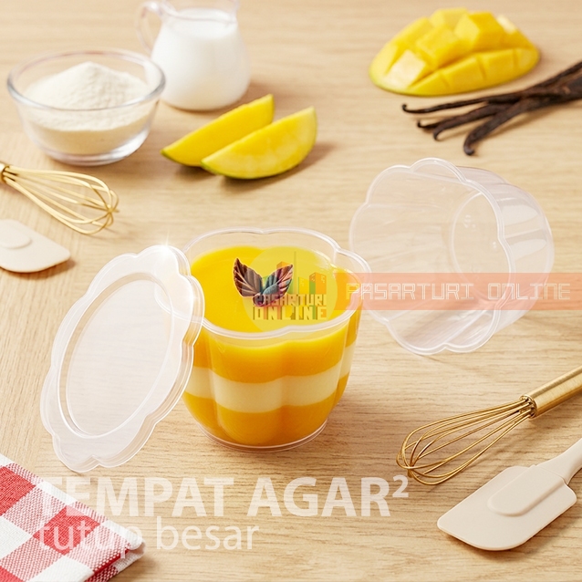 [12 pcs] TEMPAT AGAR-AGAR TUTUP Pelangi / Cup Puding Jelly Pudding Bunga