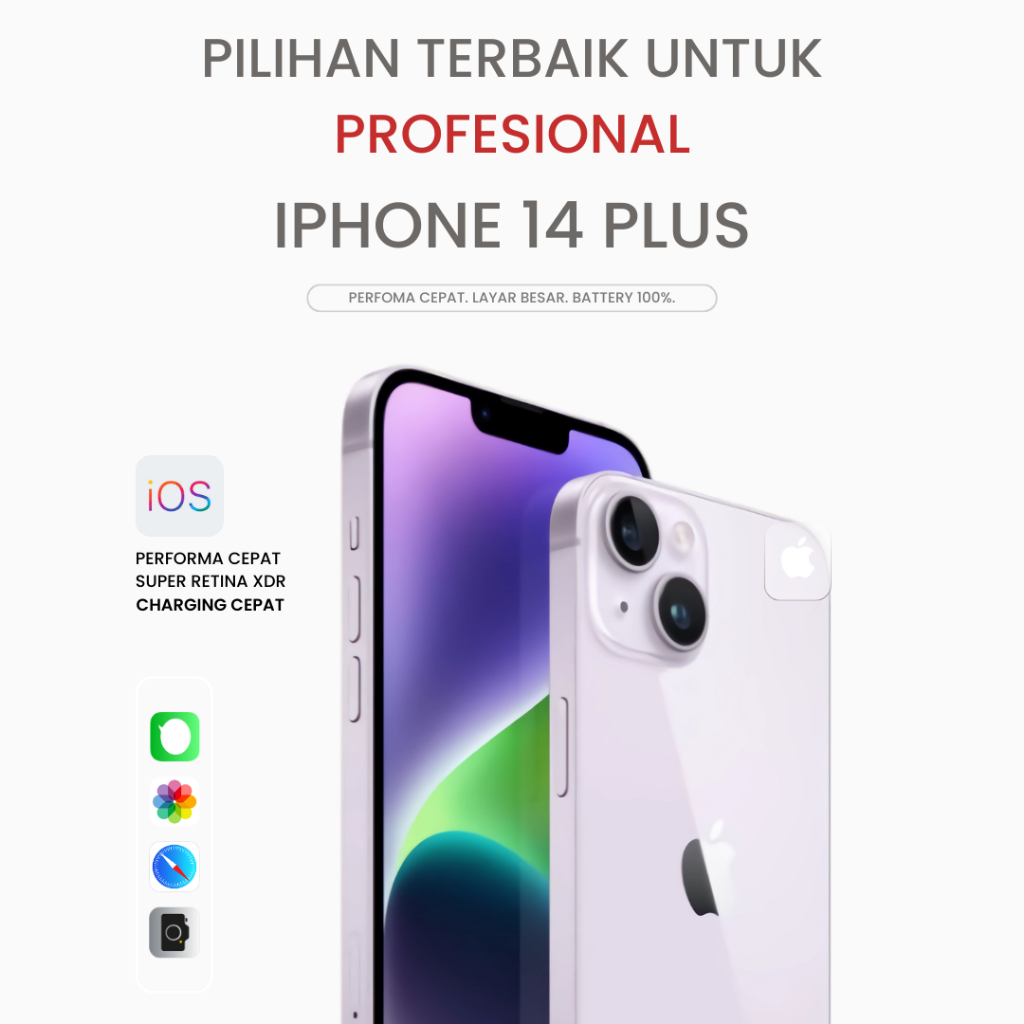 Apple iPhone 14 Plus 128GB / 256GB Bekas Mulus Like New, Original Apple, Battery 100%, Garansi Resmi