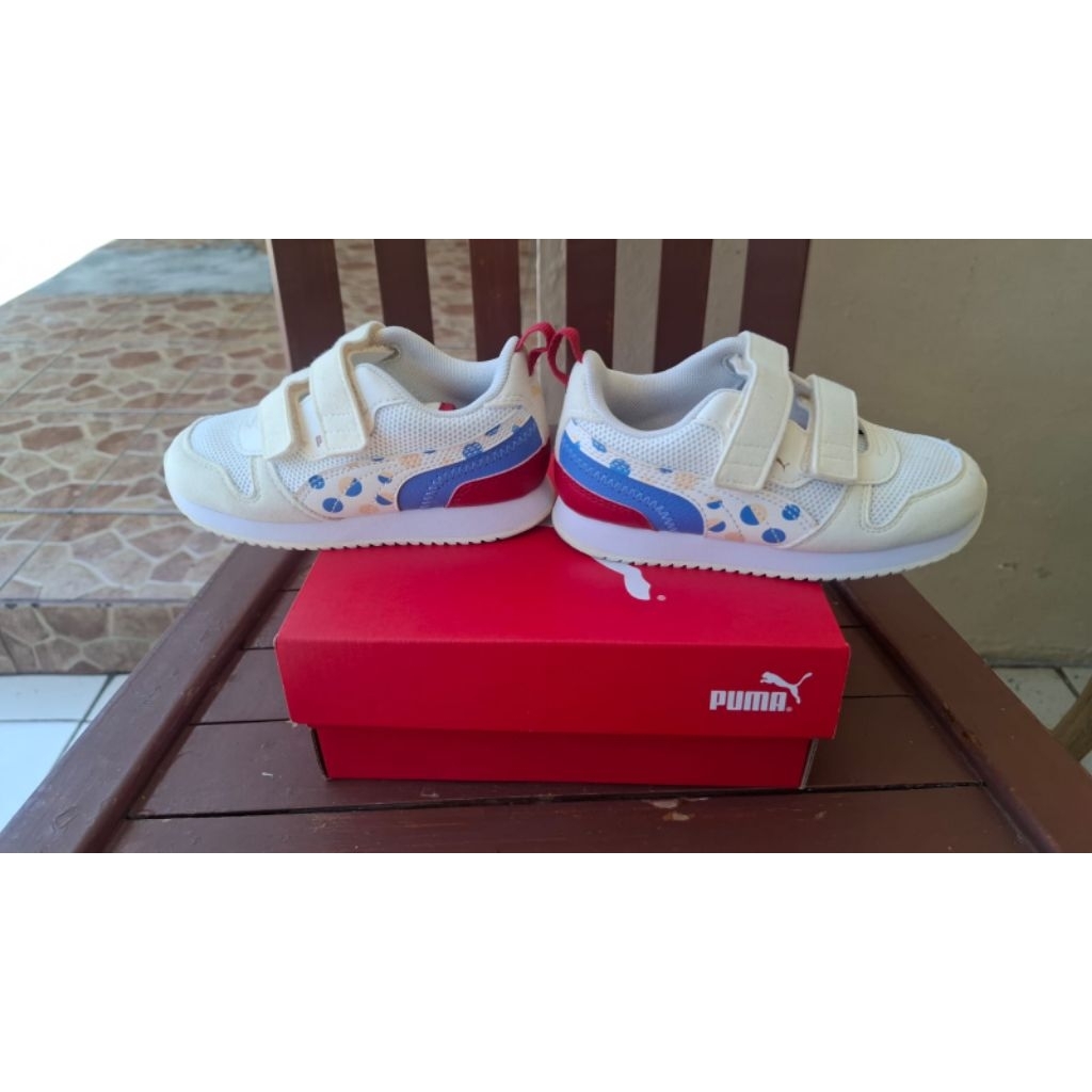 Sepatu anak ori Puma Infant R78 Summer Camp V Inf Warm White Black Shoes (Uk 8 / 16cm)