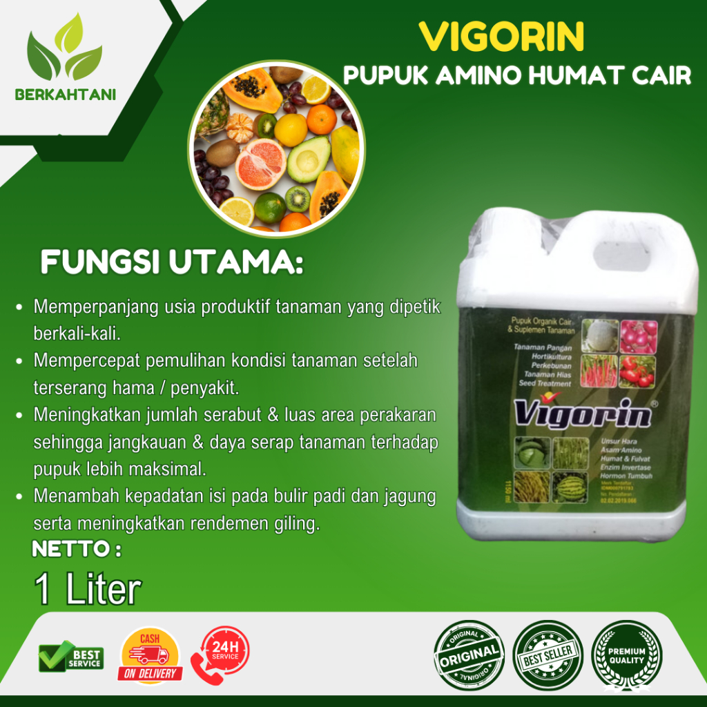 POC Vigorin1 Liter Pupuk Organik Cair Asam Amino plus Asam Humat