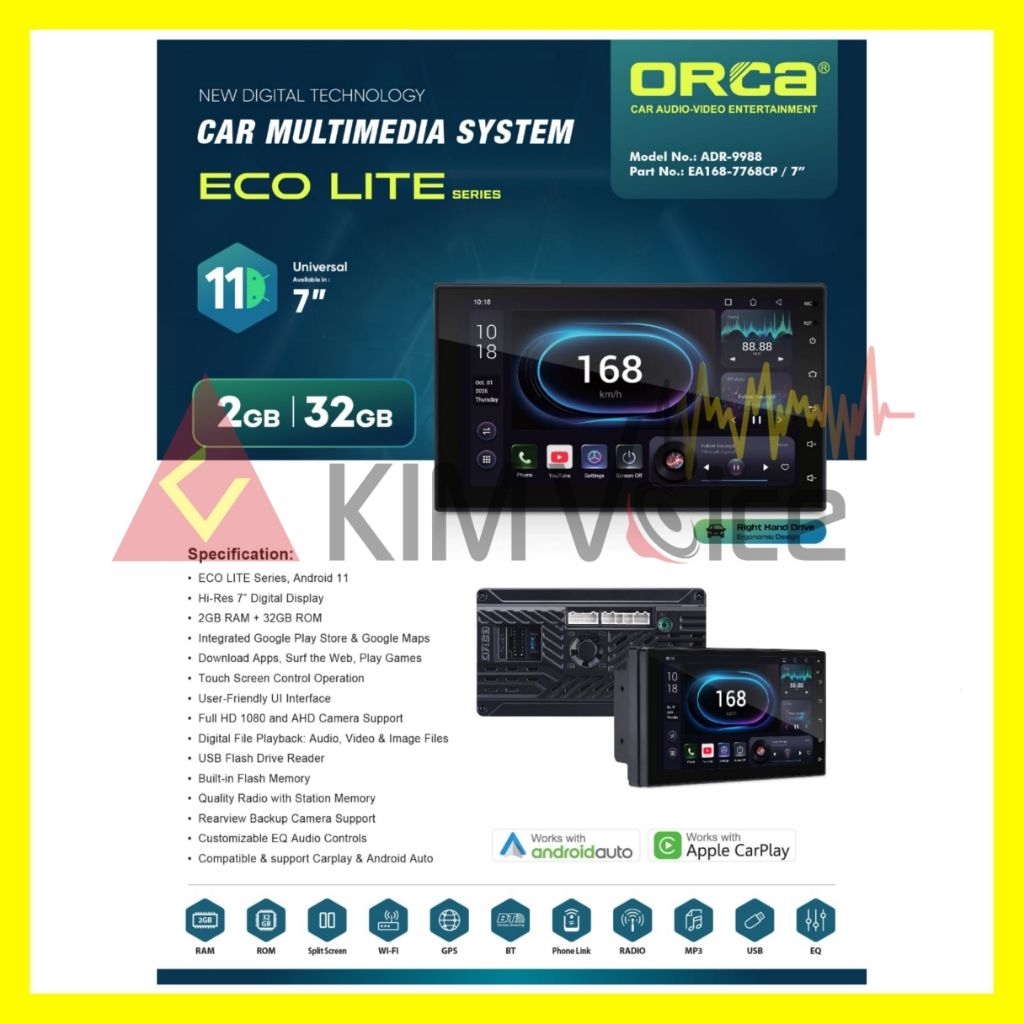 Head Unit Android Orca Eco Lite adr 9988 7 inch