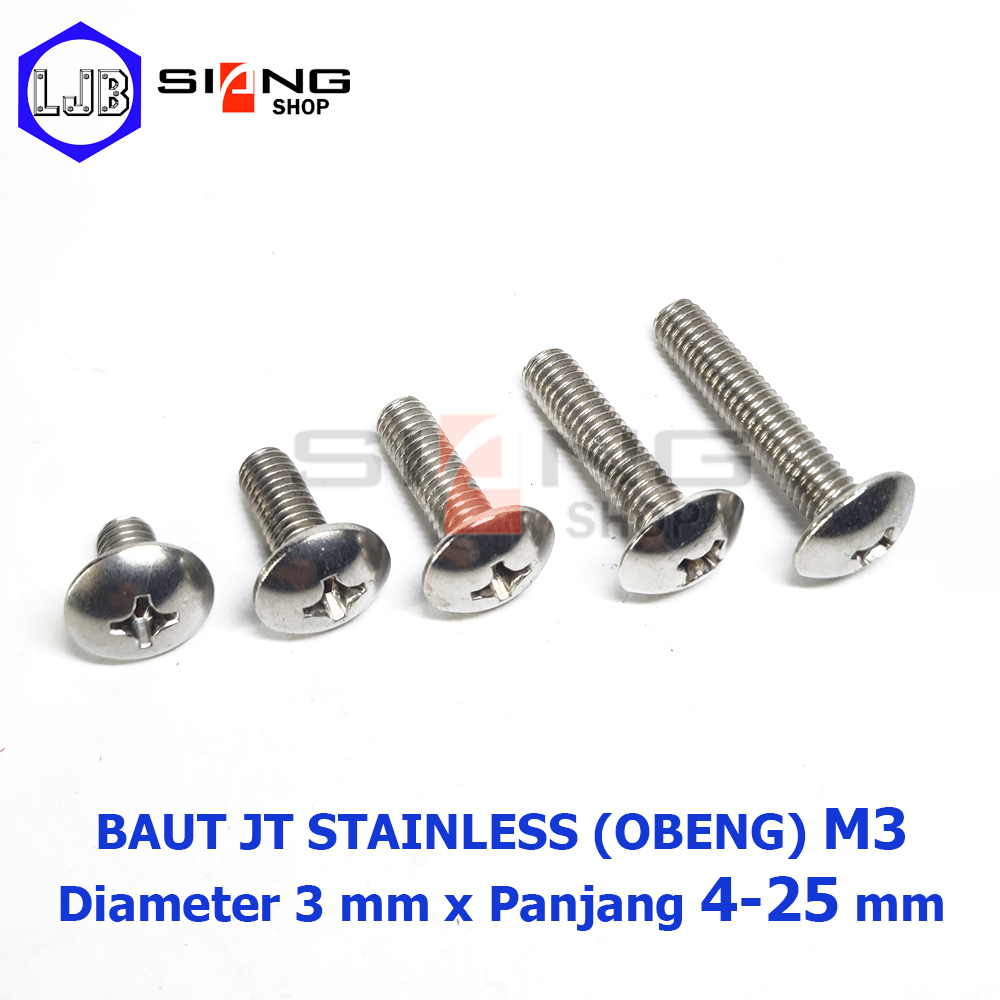 Baut JT Stainless M3 panjang 4 sd 25mm
