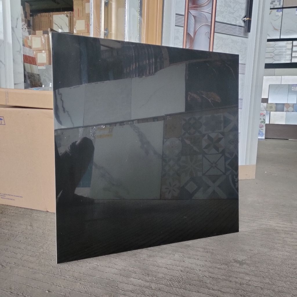 Granit Hitam Polos 60x60 Glossy Glass Polish Carlo Pure Black Polished Granite Lantai Dan Dinding Hi