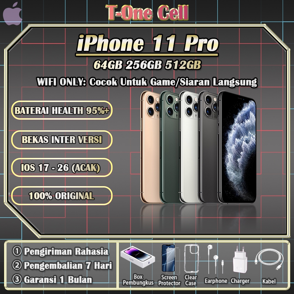 iPhone 11 Pro SECOND BEKAS 100% ORI 64/256/512GB INTER, Untuk Live Streaming, Sangat Rekomendasi!