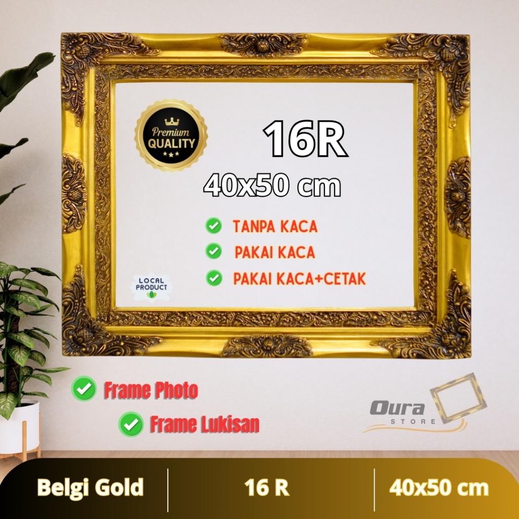 Bingkai Foto Pigura Belgi Gold 16R ukuran 40x50cm