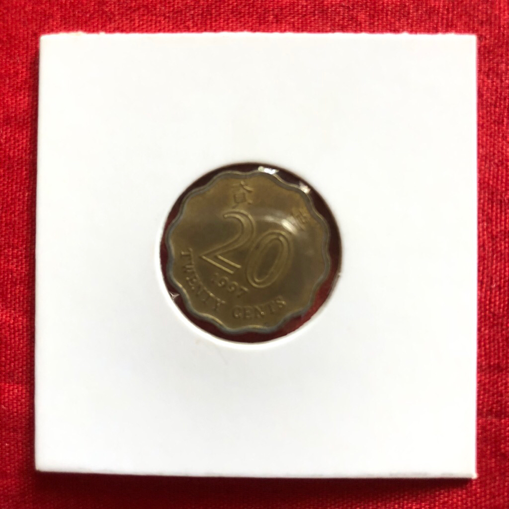 Uang koin Kuno Asing Hongkong 20 Sen Tahun 1997 Original Sudah Holder Koleksi Nostalgia