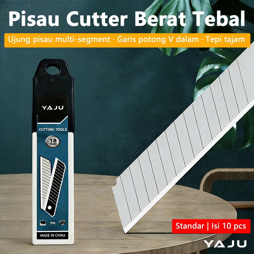 10pcs YAJU Mata Pisau Cutter Refill Blade Cutter Isi Cutter Besar Tajam Heavy Duty 10 Segmen