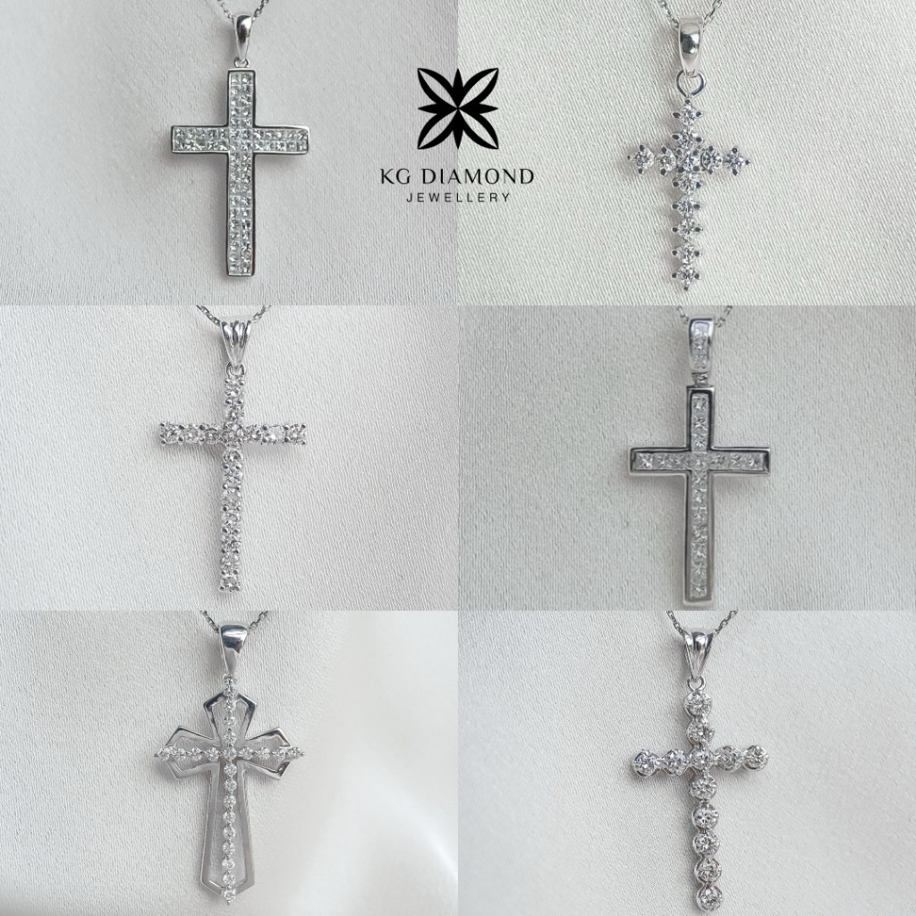 KGdiamond - Liontin Salib Berlian Emas Putih 18k
