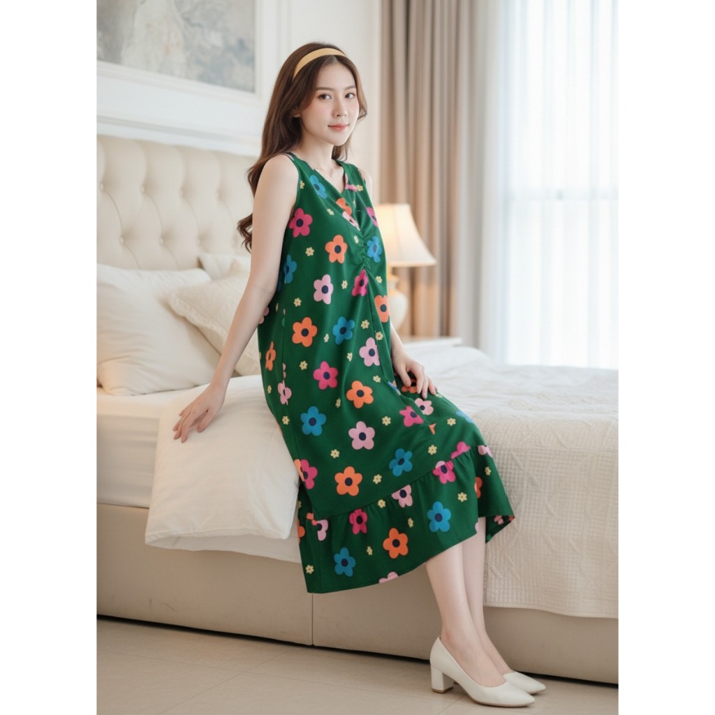 DASTER MODEL TALI BESAR BAHAN KATUN MOTIF RANDOM PAKAIAN WANITA REMAJA KEKINIAN