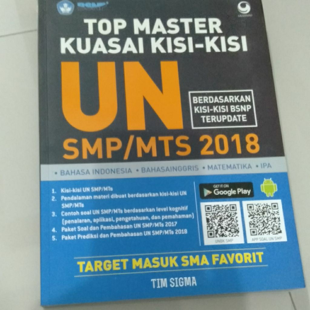 Buku Latihan Soal SMP Top Master Kuasai Kisikisi UN SMP 2018 (buku bekas)