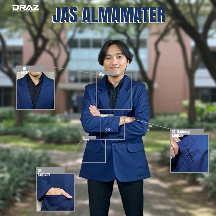 TOKODRAZ - Jas Almamater Biru Dongker Navy Mahasiswa Kampus Universitas Sekolah Pondok Pesantren