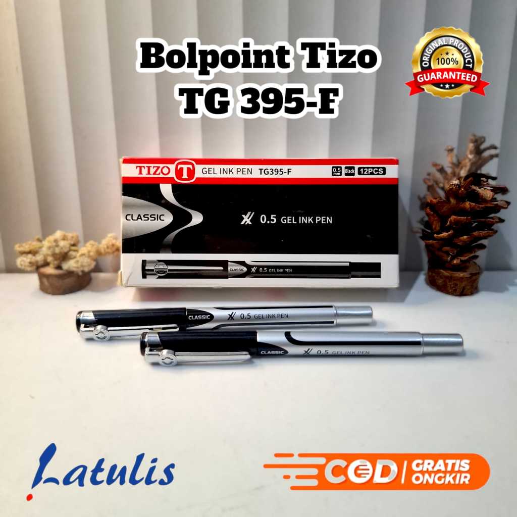 Bolpoin Gel Tizo TG395-F 0.5mm Hitam