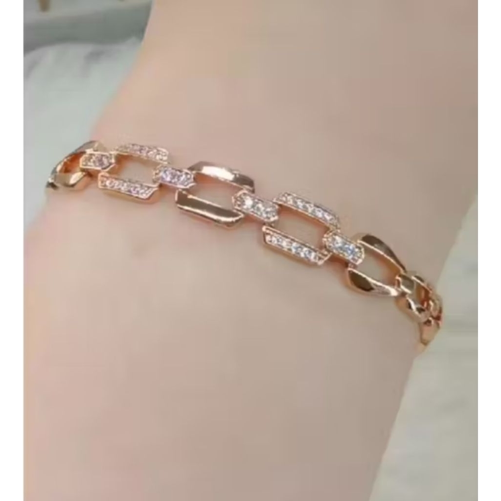 gelang rantai viral perhiasan wanita titanium elegan mewah