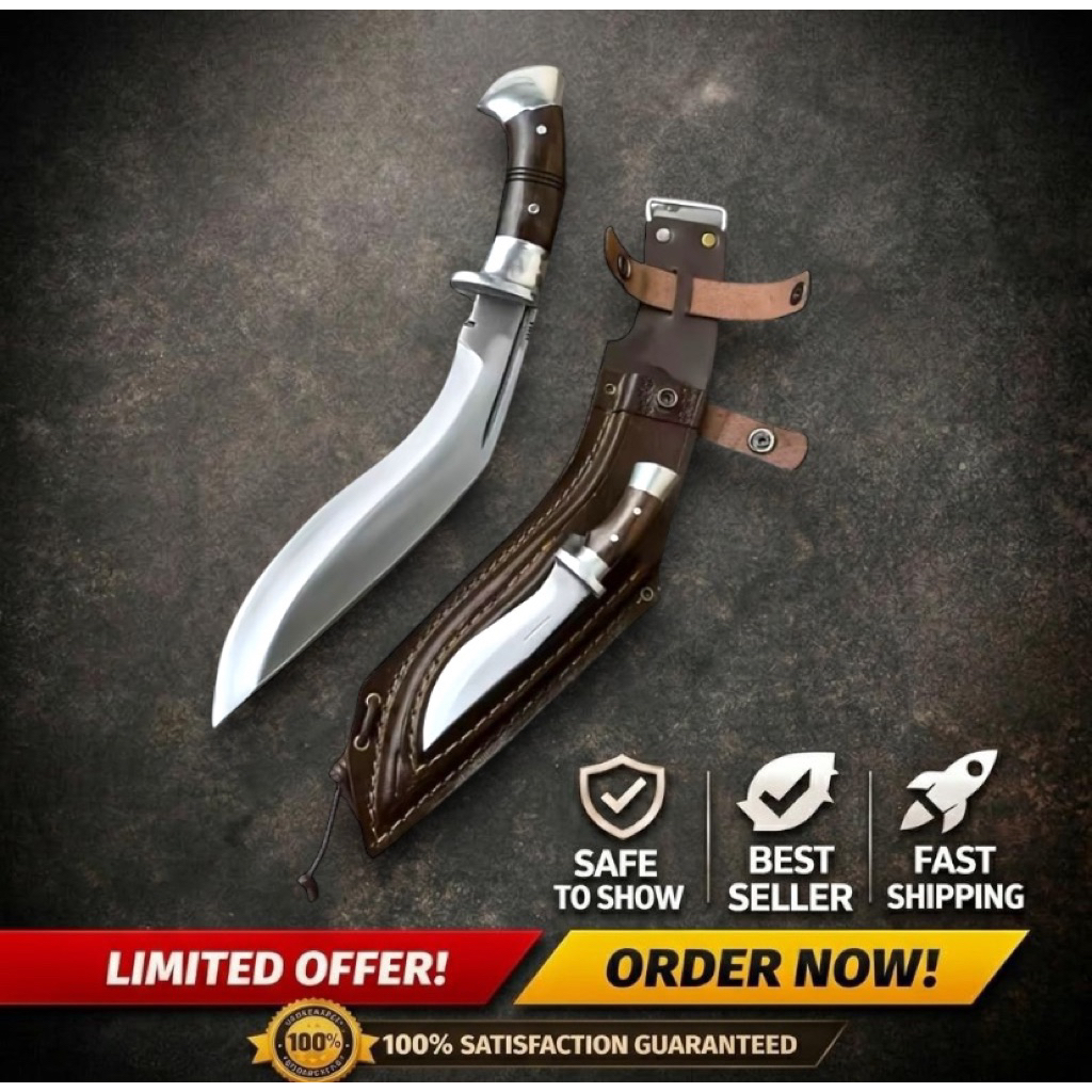 Kukri Maestro Set Premium Baja Per Asli Tajam - Pisau Kukri Tebas Hutan Outdoor Fulltang & Karda Min