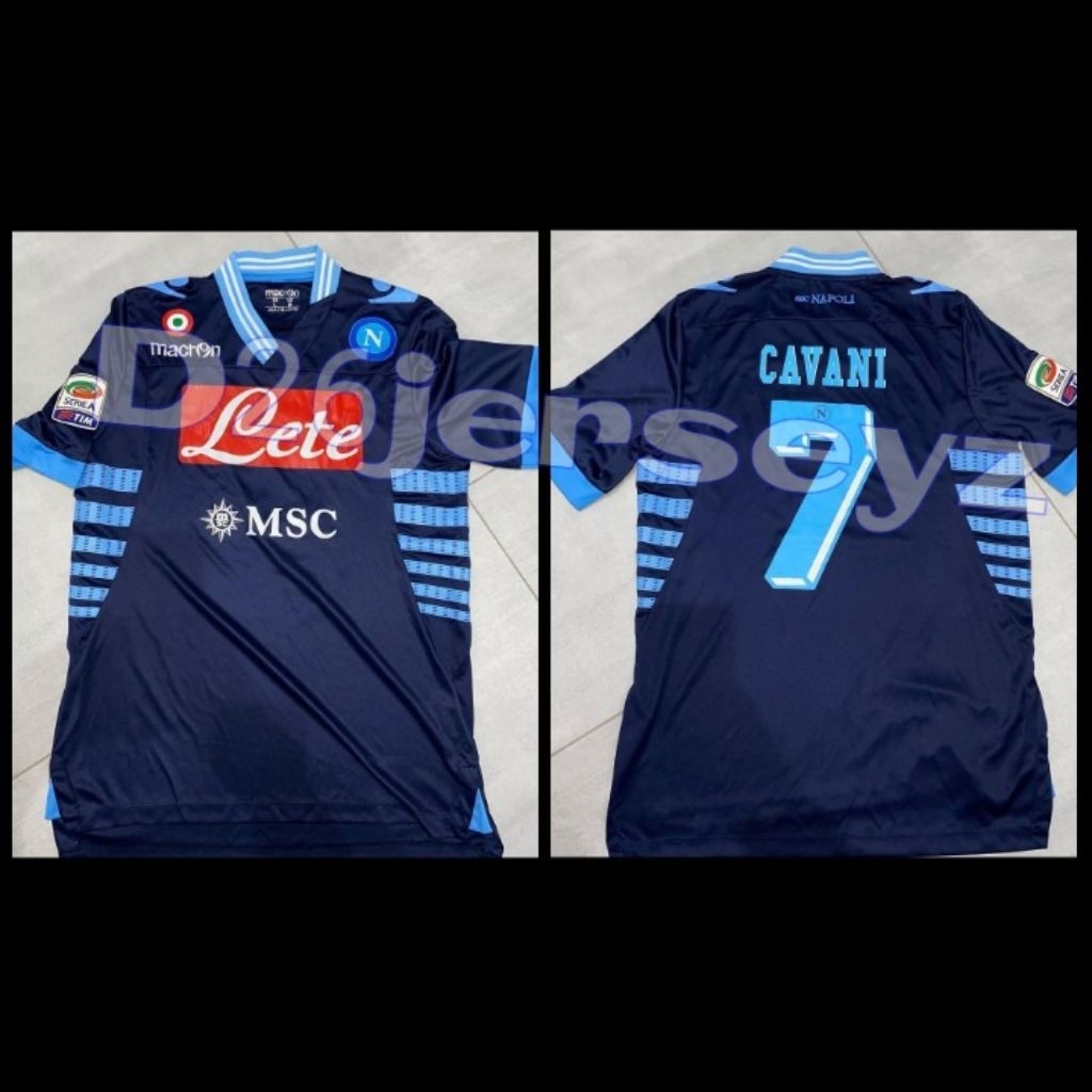 Jersey RETRO Napolii Away 2012 / 2013 + Cetak nama nameset CAVANI 7 / Custom suka suka Font RETRO OF
