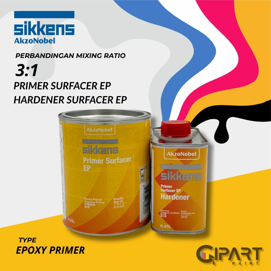 Epoxy Primer Surfacer Sikkens AkzoNobel 1L Set - Primer Mobil dengan Hardener untuk Body Repair