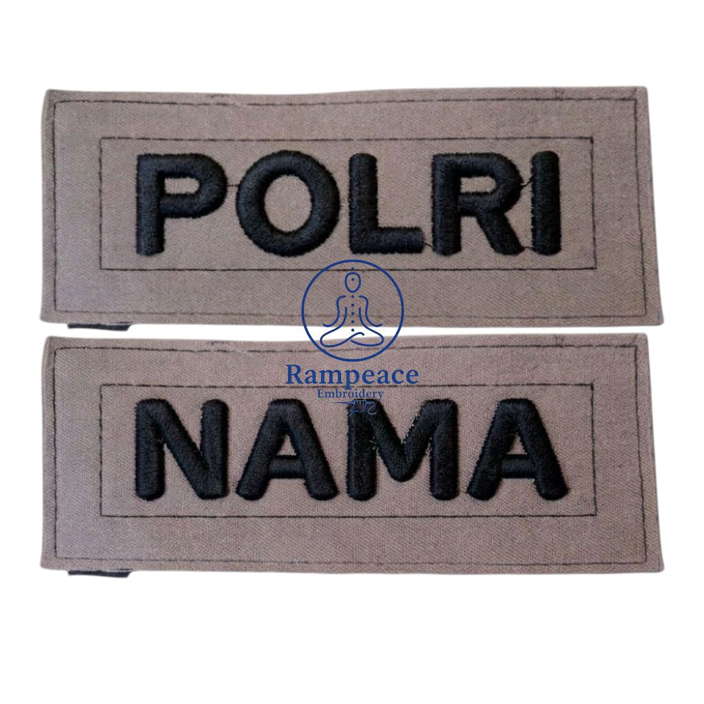 Label Nama Bordir PDL POLRI Coklat - Atribut Polisi Bordir Timbul Custom Nama Satuan Murah