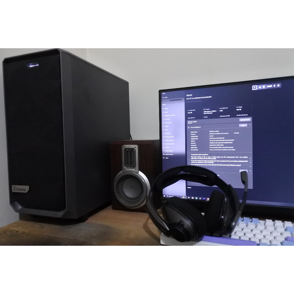 PC Gaming Full Set - Ryzen 5600 - RX 6600 - 2x16gb DDR4 - NVME 1TB - Lenovo R27q - Sennheiser GSp 37