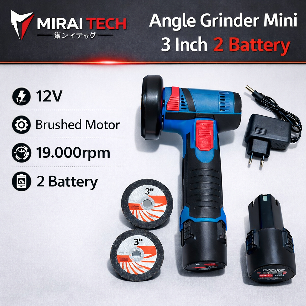 Angle Grinder Gerinda Mini 19000RPM 12v Portable Multifungsi Lengkap Set