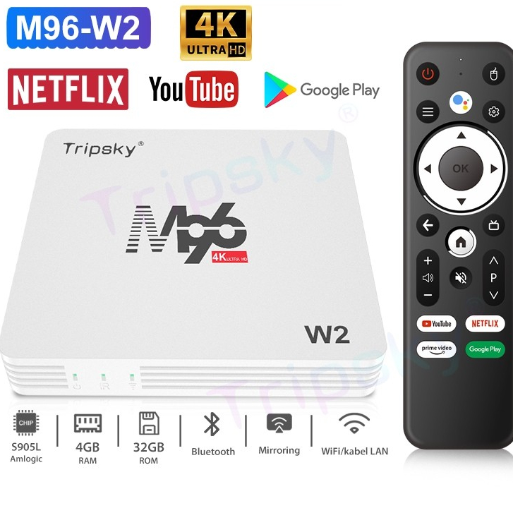 JNDTECH amdroid  tv box  M96-w2 Tv Box 4GB Ram 32GB Rom Support Bluetooth 4K Android Tv Box Android1
