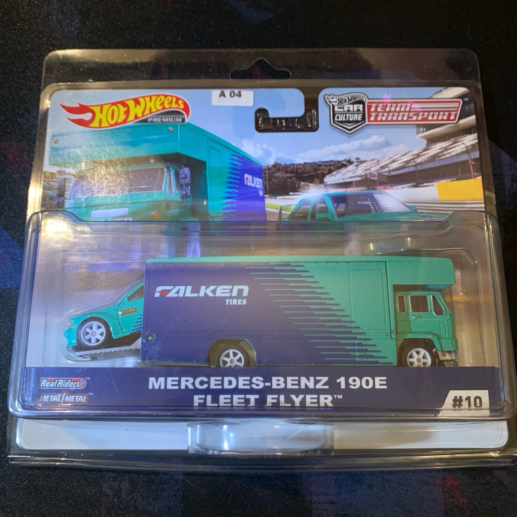 hot wheels premium team transport mercedes benz 190 E fleet flyer falken