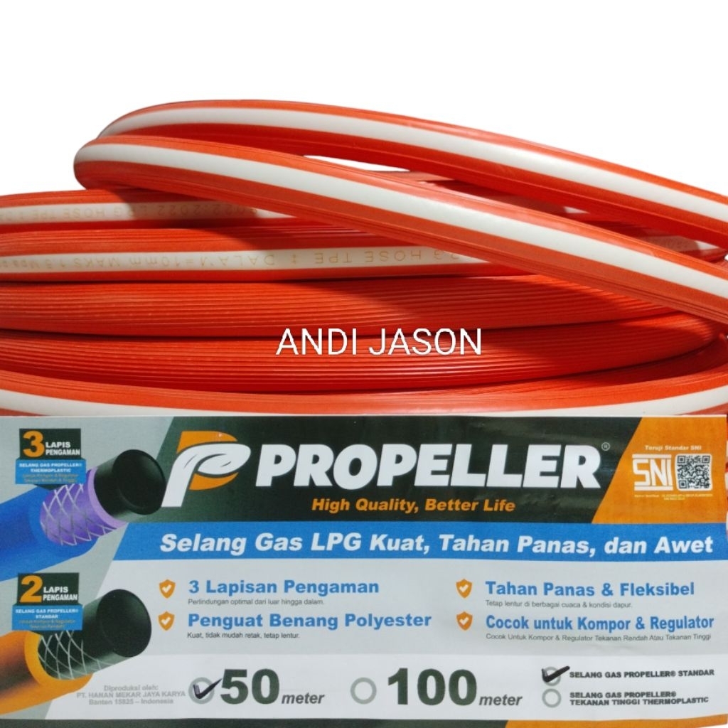 SELANG GAS LPG PROPELLER UKURAN DALAM 10MM MAKS 1.5 MPA LPG HOSE KOMPOR