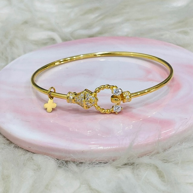 gelang bangle AD bunga ulir bulat terbaru cantik emas asli kadar 700