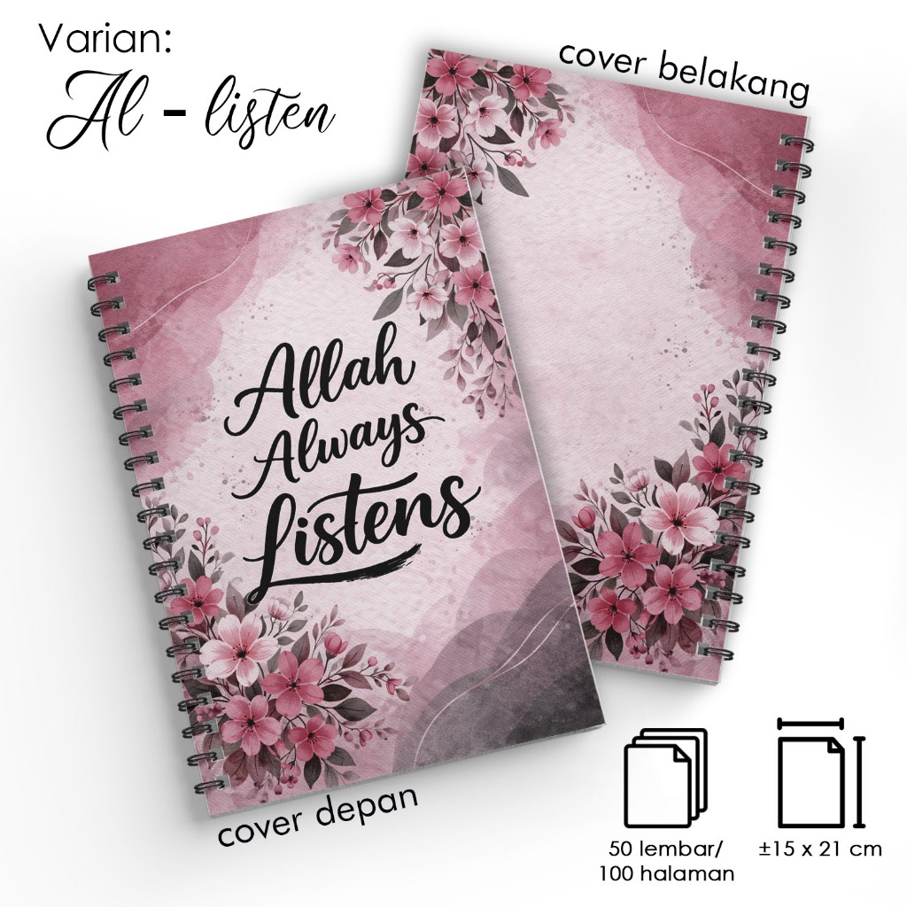 Buku Catatan Aesthetic Islami A5 Spiral | Notebook Muslim Quote | Journal Notebook Minimalis | Buku 