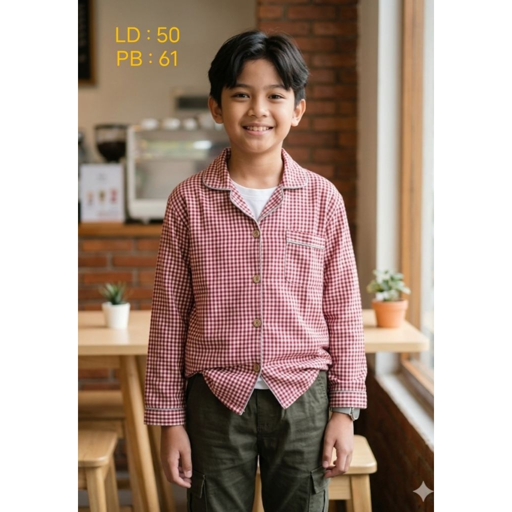 Preloved kemeja merah kotak kotak