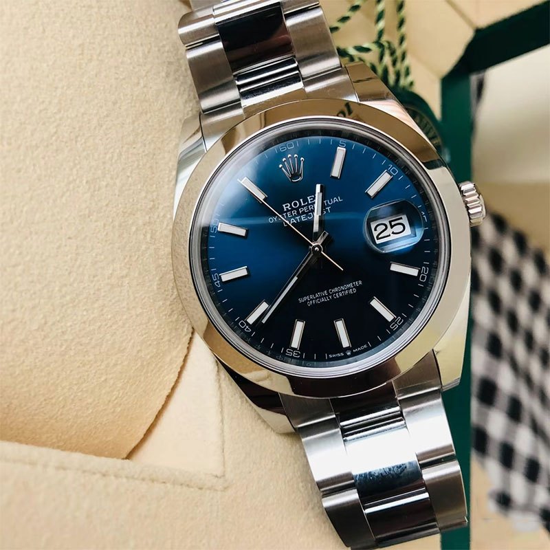 [100% ASLI Rolex]  Jam Tangan Rolex pria Rolex Datejust Series M126300-0001 Aperture blue dial 41mm 