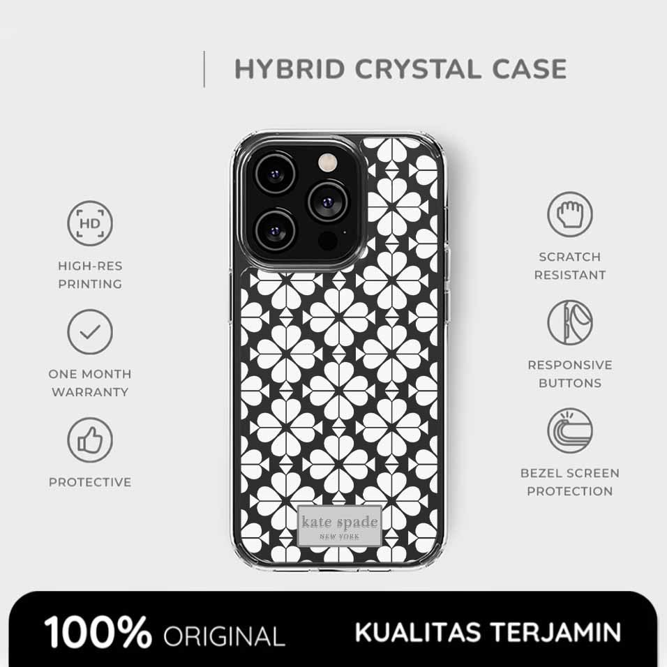Casing iPhone Kate Spade Case Flower Bandana Clear Magsafe Softcase Anti Shock Style 17 16 15 14 13 