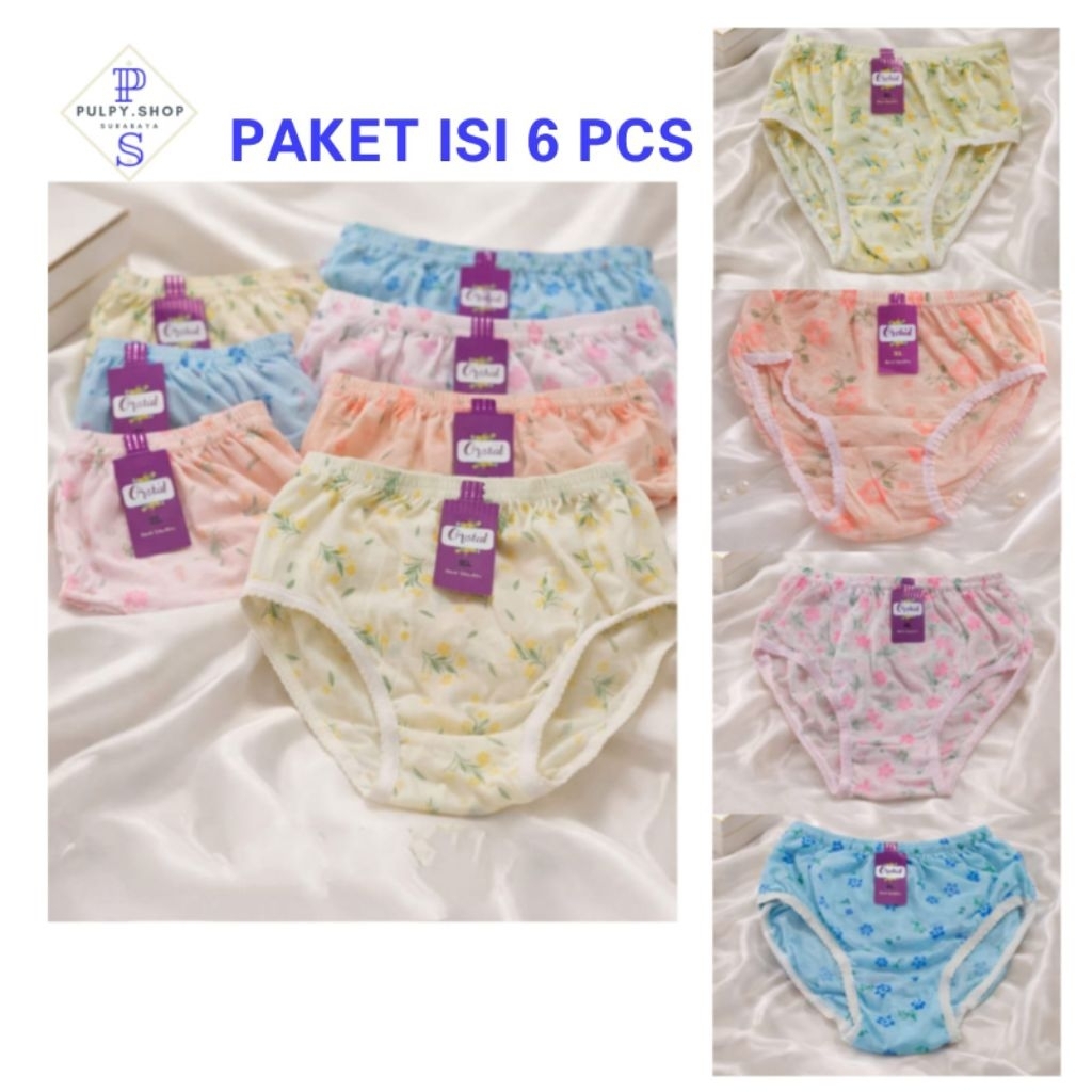 Paket 6 Pc CD Wanita Celana Dalam Wanita Jumbo Murah Motif Bunga Push Up Bukan Orin