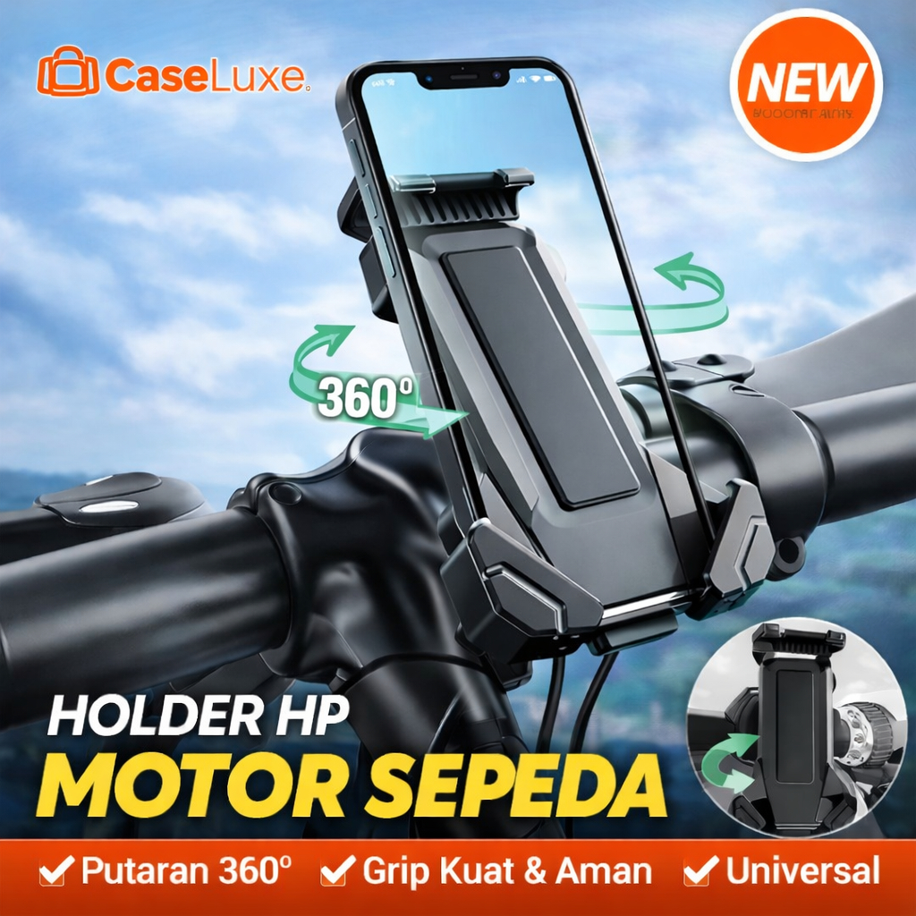 Holder HP Motor Stang & Spion – Dudukan HP Motor Anti Goyang Universal 360°