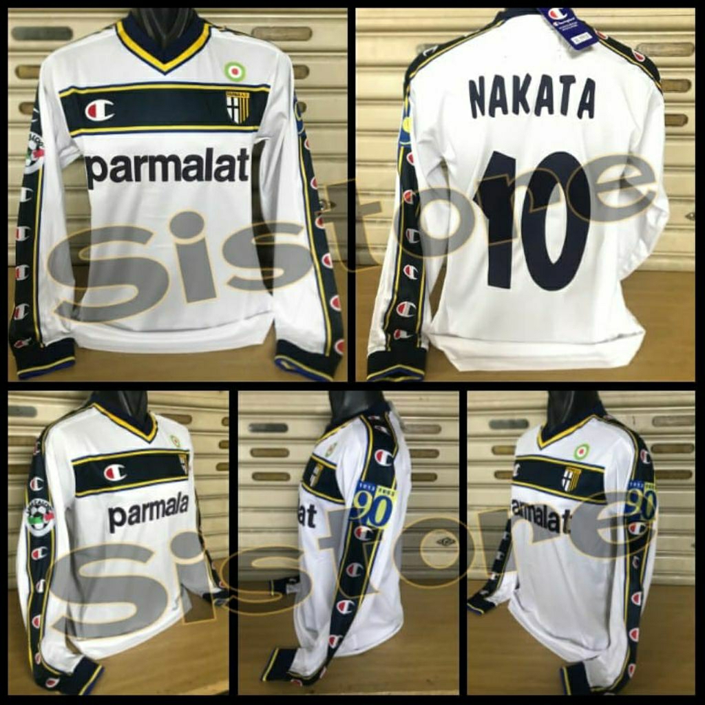 Jersey RETRO Parma Away Long sleeve Longsleeves Lengan Panjang 2002 / 2003 90 Anniversary + Cetak Na