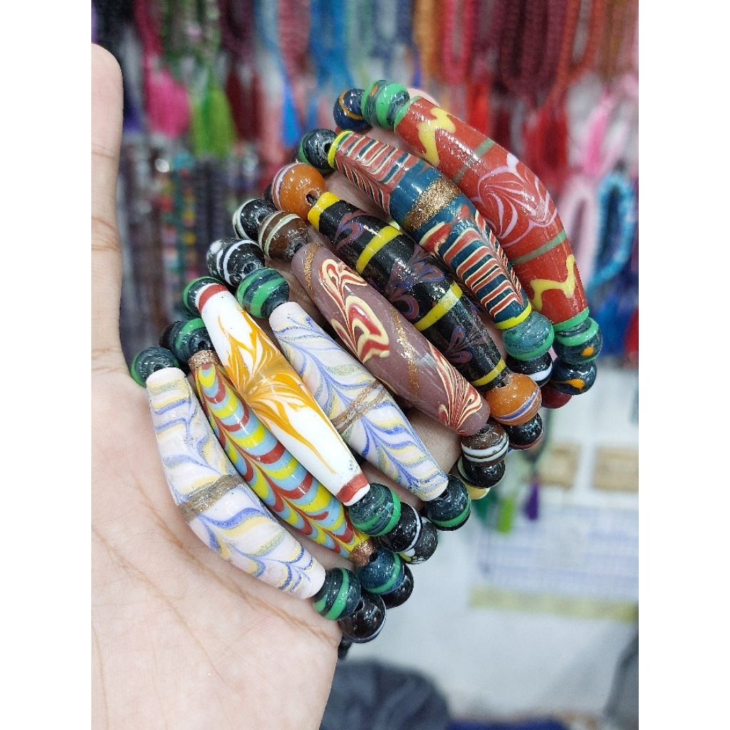 GROSIR Gelang Manik Dayak Plat Lamiyang Asli Kalimantan / Gelang Etnik Batu Manik Dayak