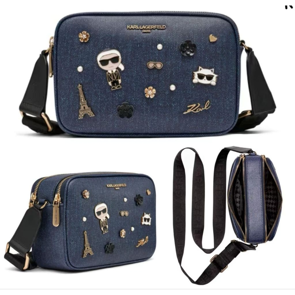 tas original kl Maybelle Crossbody camBag camera bag double zip denim ghw n